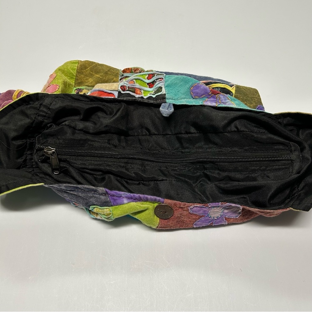 Vintage Patchwork Crossbody Bag Large Floral Embr… - image 8